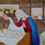 Heiligendarstellung auf 2 Edelstahlplatten